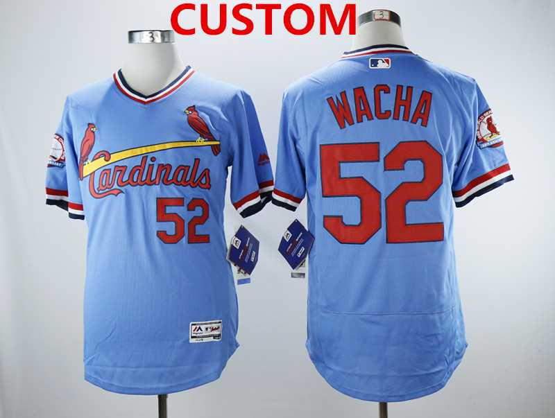 Mens St.Louis Cardinals Custom Light Blue Cooperstown Collection Flexbase Stitched MLB Jersey->customized mlb jersey->Custom Jersey